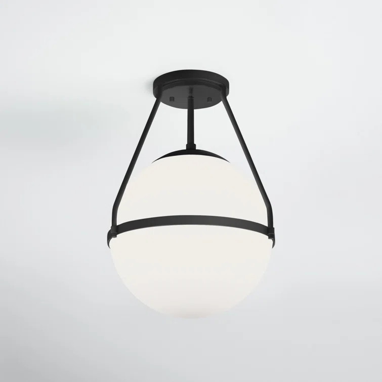 Amirah 1 - Light 13.25'' Simple Globe Semi Flush Mount | Wayfair North America