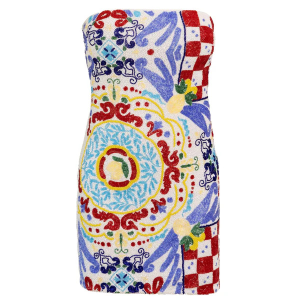 Limoncello Hand-Beaded Embellished Mini Dress | Red | DOORS NYC
