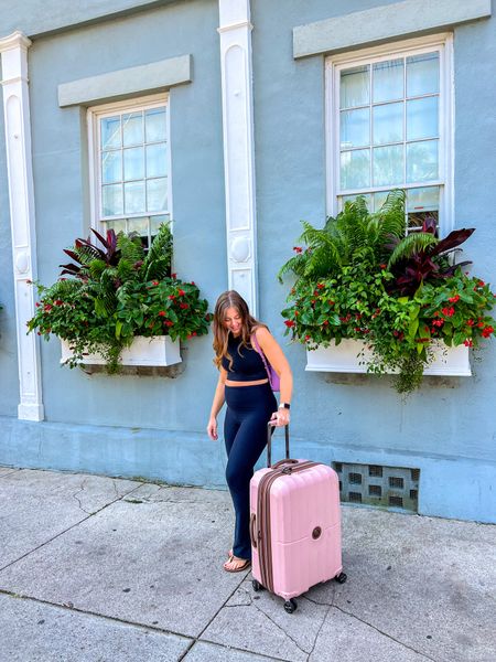 Travel favorites ✨ 
This is my most comfy outfit. Can’t go wrong on black and black and this Delsey luggage is literally my favorite. (I have them in all sizes!) 

#LTKbump #LTKtravel