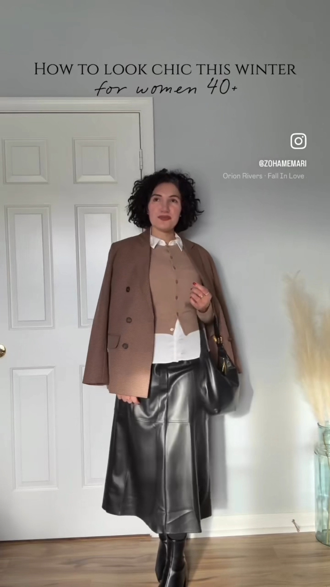 Chic winter outfit, faux leather skirt, wool blazer 

#LTKOver40 #LTKSeasonal