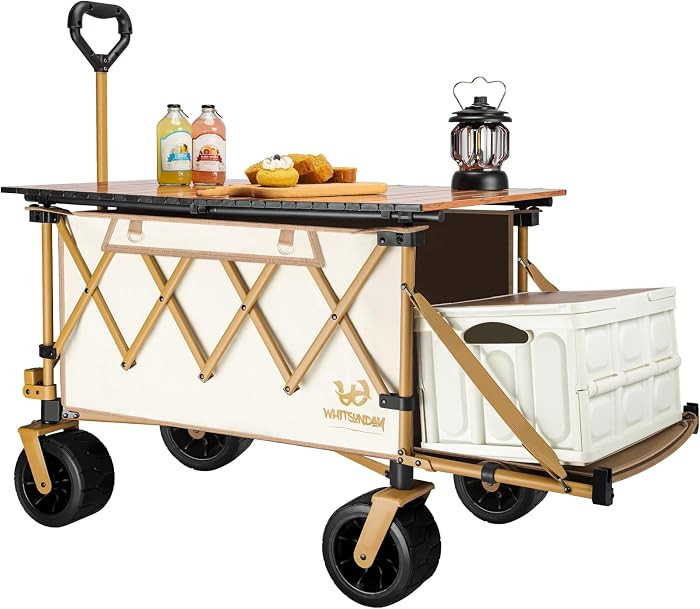 Collapsible Folding Wagon with Table,Heavy Duty Utility Beach Wagons with Opened Tailgate and All... | Amazon (US)