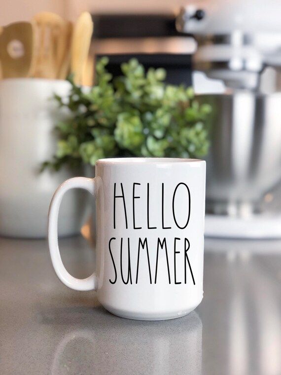 Hello Summer Coffee Mug  15oz Coffee Mug  Large Coffee Mug | Etsy | Etsy (US)