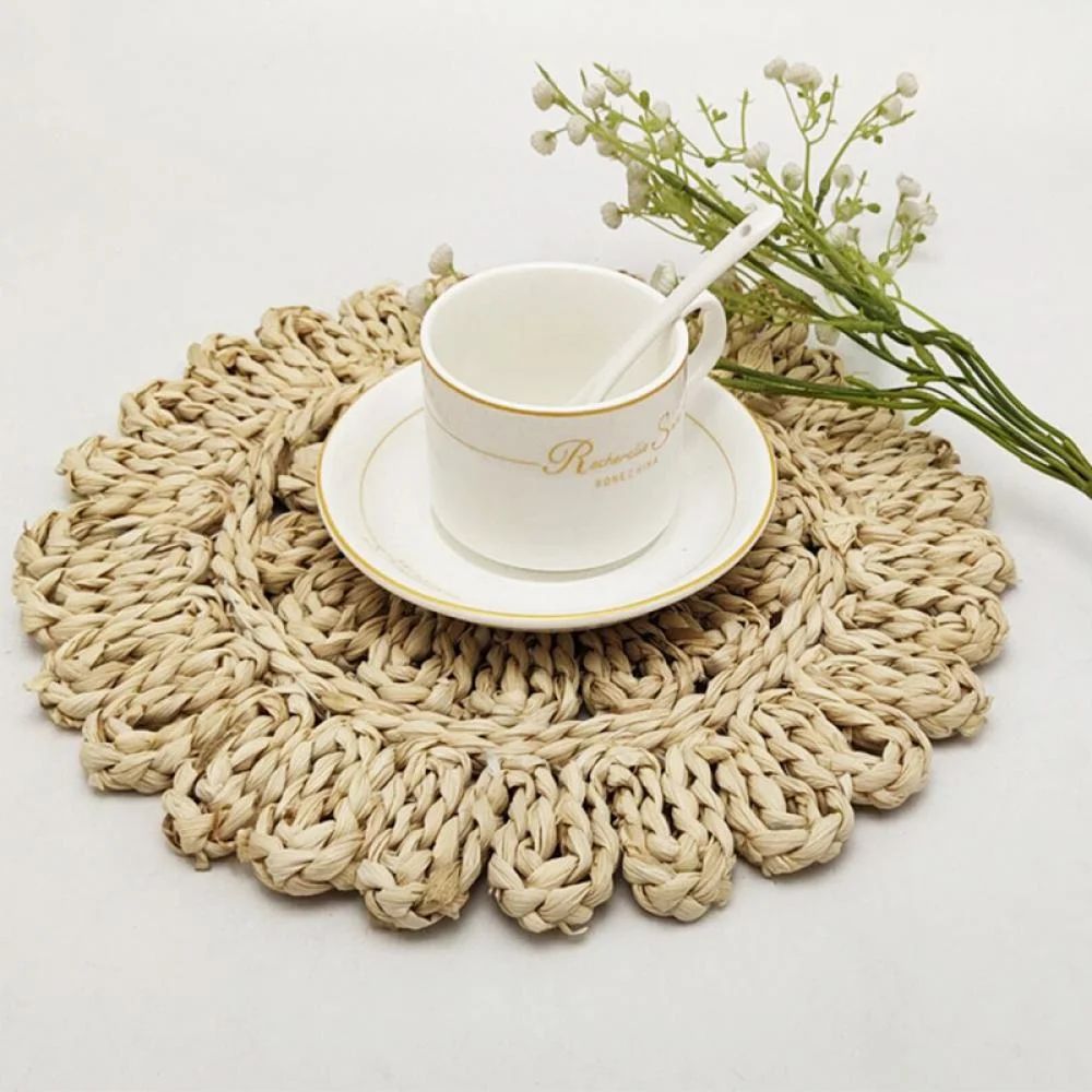 Round Woven Placemats for Dining TableNatural Braided Rattan Tablemat Hollow Wicker Charger Plate... | Walmart (US)