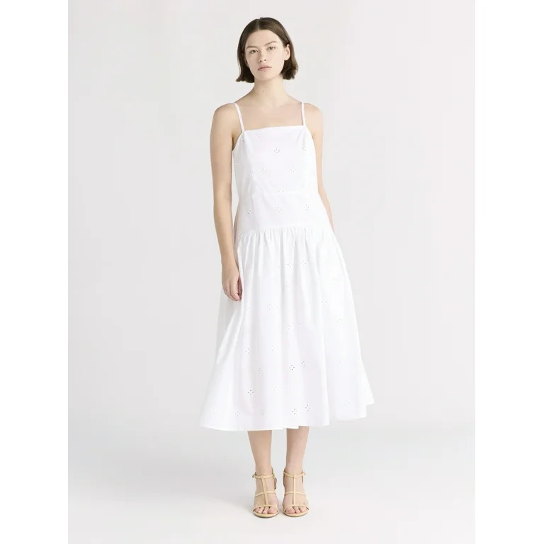 Free Assembly Women's and Women's Plus Sleeveless Cotton Eyelet Midi Dress, Sizes XS-4X | Walmart (US)