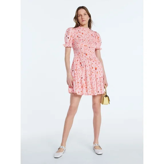 Scoop Women’s and Women's Plus Smocked Floral Mini Dress, Sizes XS-4X | Walmart (US)