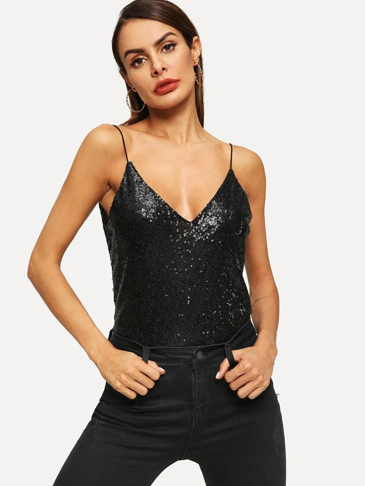 SHEIN BAE Preto Costas nuas Simples Festa Camisa | SHEIN
