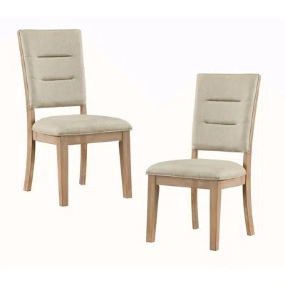 Light Oak Finish Beautiful Dining Chairs Set Of 2Pc, Upholstered Seat And Back Beige Fabric Rustic Look Ladderback Wooden Dining Kitchen Furniture | Wayfair North America
