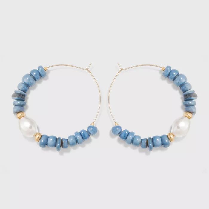 Pearl and Shell Bead Hoop Earrings - A New Day™ | Target