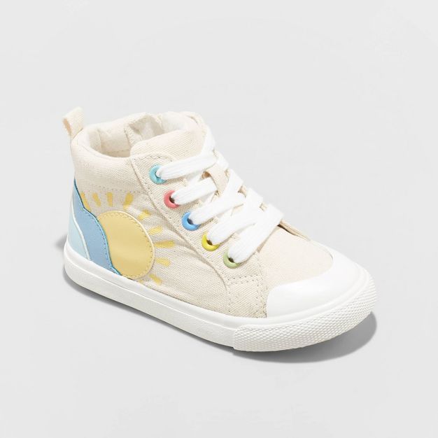 Toddler Girls' Penny Rainbow Print Lace-Up Zipper Sneakers - Cat & Jack™ Tan | Target