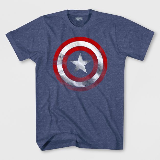 Kids' Marvel Captain America Short Sleeve T-Shirt - Denim Heather | Target