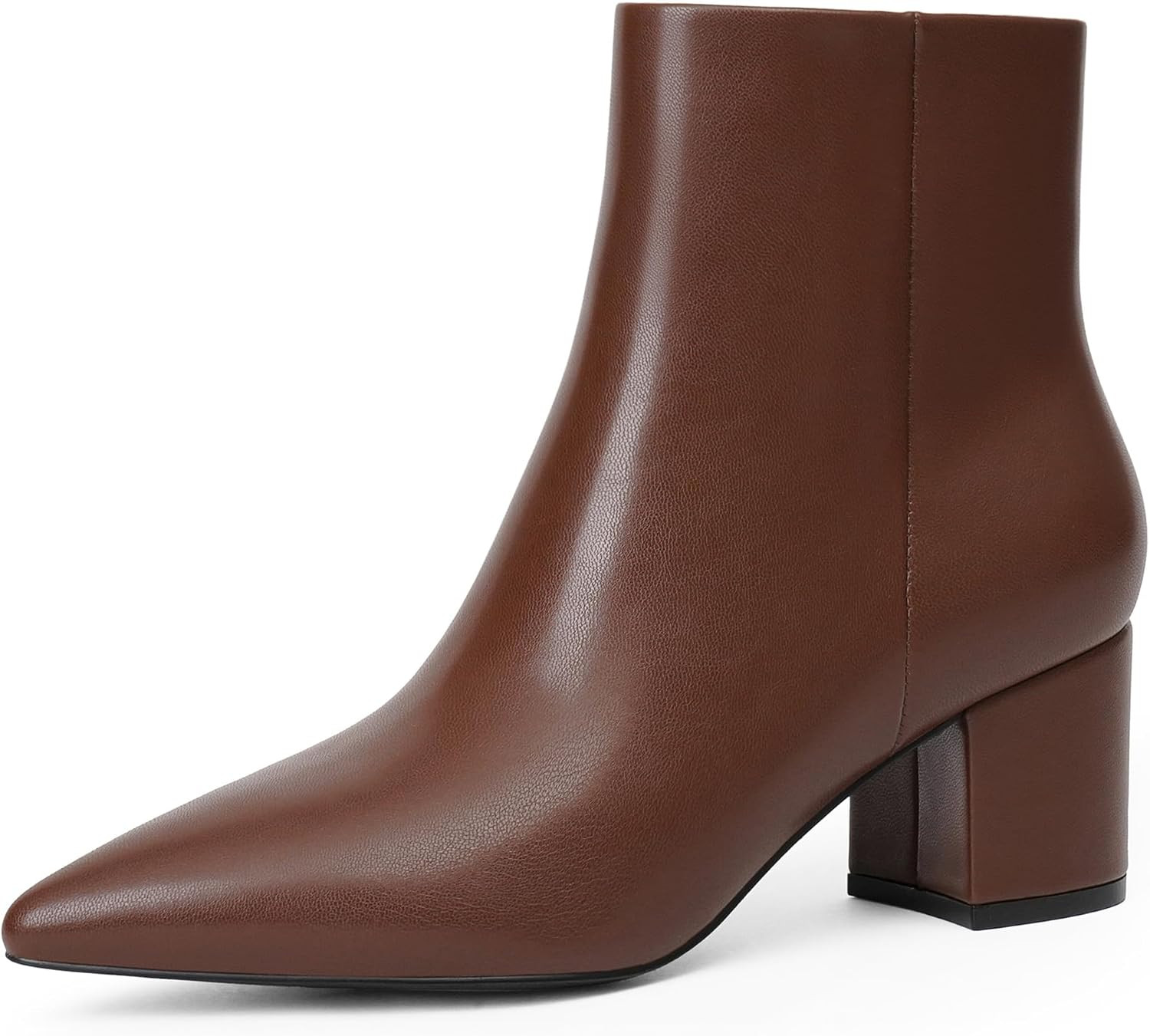 Women Ankle Boots - Fall Brown Pointed Toe Chunky Heel Booties Size 7 | Amazon (US)