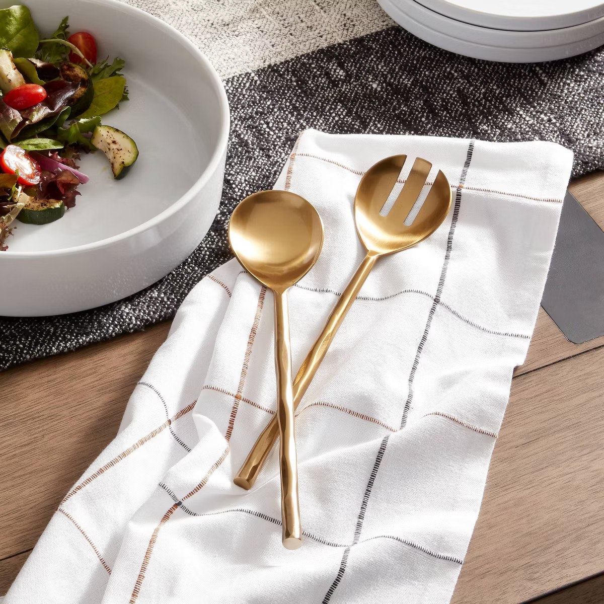 Metal Oval Serving Spoon and Fork Gold - Threshold™ | Target