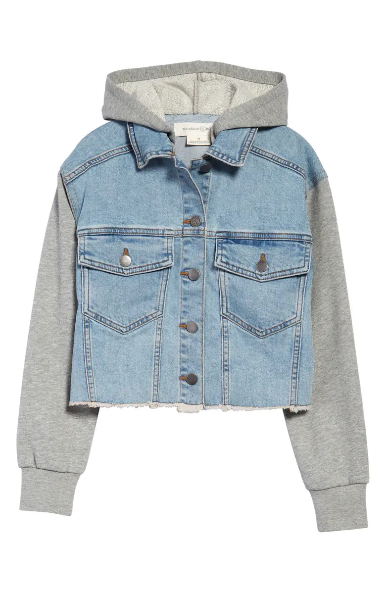 Kid's Denim & Fleece Hooded Jacket | Nordstrom