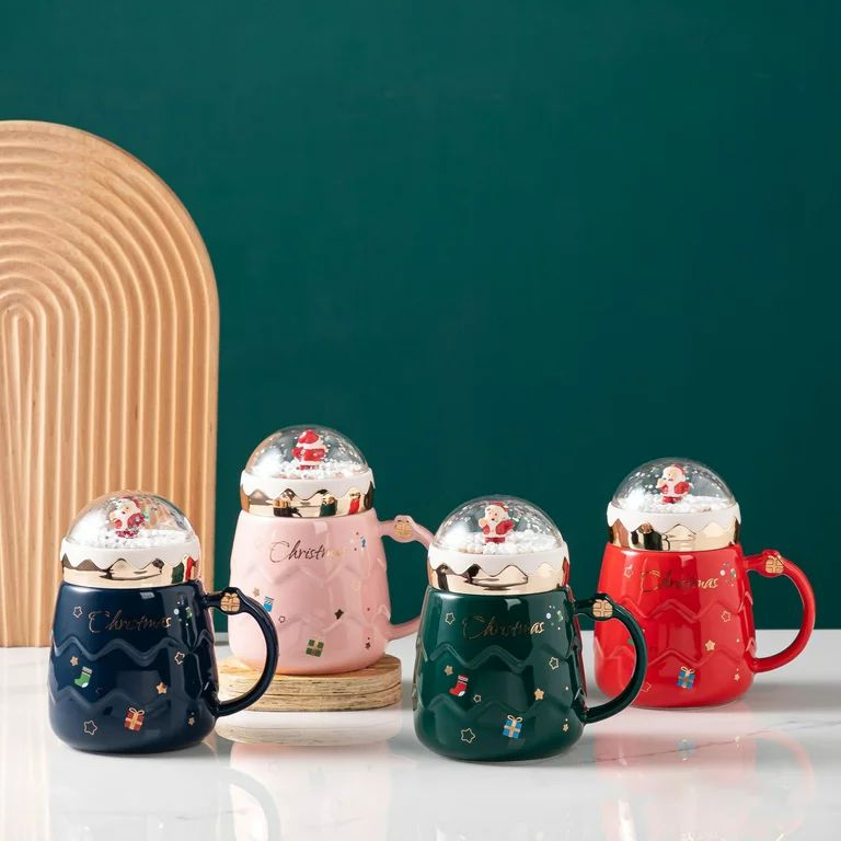 Hesroicy 500ml Santa Claus Design Christmas Cup with Lid Ceramic Mini Figurines Water Cup for Kit... | Walmart (US)