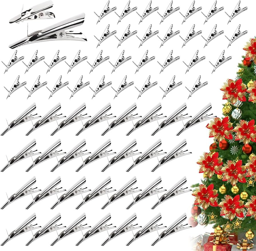 140Pcs Metal Clips for Poinsettia Christmas Tree Flowers Decorations and Wreath Flower, Christmas... | Amazon (US)