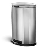 Home Zone Living 45 Liter / 12 Gallon Stainless Steel Trash Can, Semi-Round, Pedal, Brushed Silver | Amazon (US)