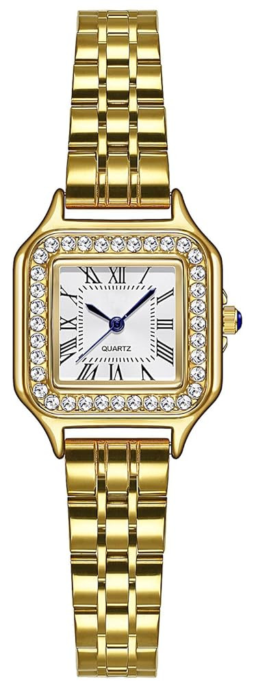 Gold Watches for Women Dainty Square Vintage Watches Luxury Ladies Diamond Accent Dress Stainless... | Amazon (US)