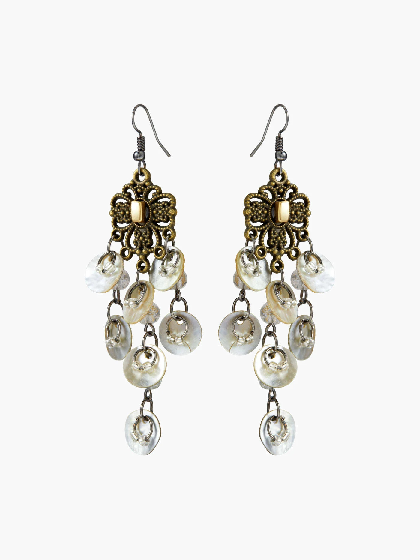 FLOWER & SHELL TASSEL DANGLE EARRINGS | Cider