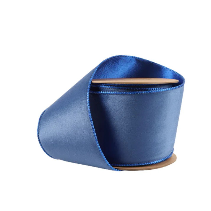 Reversible Blue Suede Ribbon - 4" | Fig and Dove