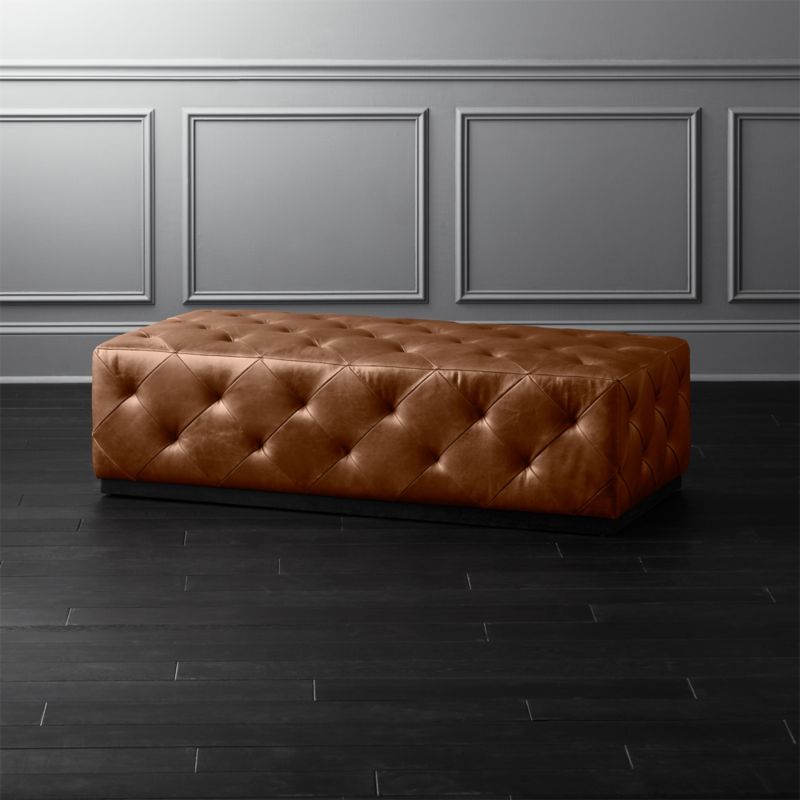 Saddle Leather Tufted Ottoman + Reviews | CB2 | CB2
