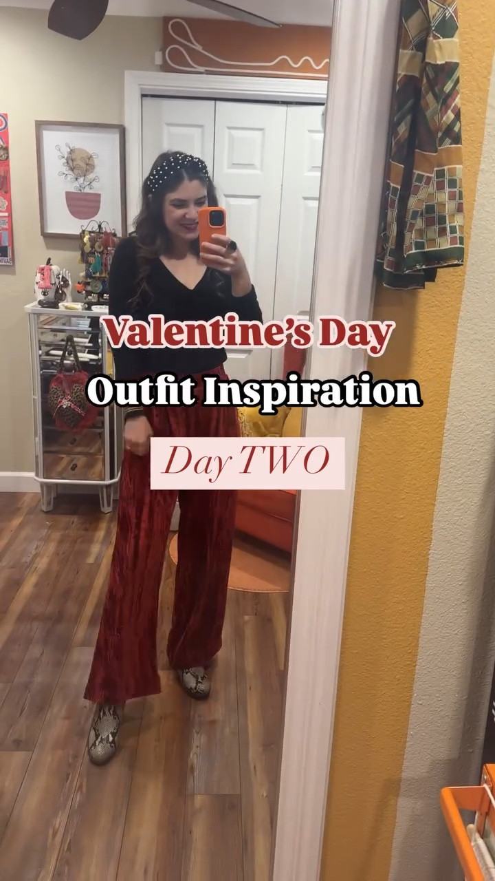 Looking for Valentine’s Day outfit inspiration? 💌

I’m sharing 5 looks this week to help spark creativity in your wardrobe! 

Today’s look is a good mix of velvet reds, fun prints, classic blacks, and subtle heart accents.

3 words to describe this are 

- girly 
- comfy 
- fun 

And would be perfect for someone who loves a cozy, cute look who loves to subtly blend different patterns, prints, and textures!

#valentinesdayoutfits #outfitinspirations #valentinesdaylook #inspiredstyle