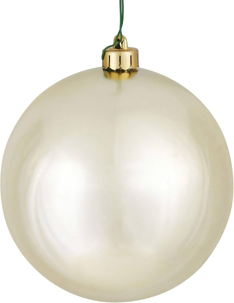 Vickerman 6" Champagne Shiny Ball Ornament - Pack of 4 Classic Christmas Ornaments, Shatterproof ... | Amazon (US)