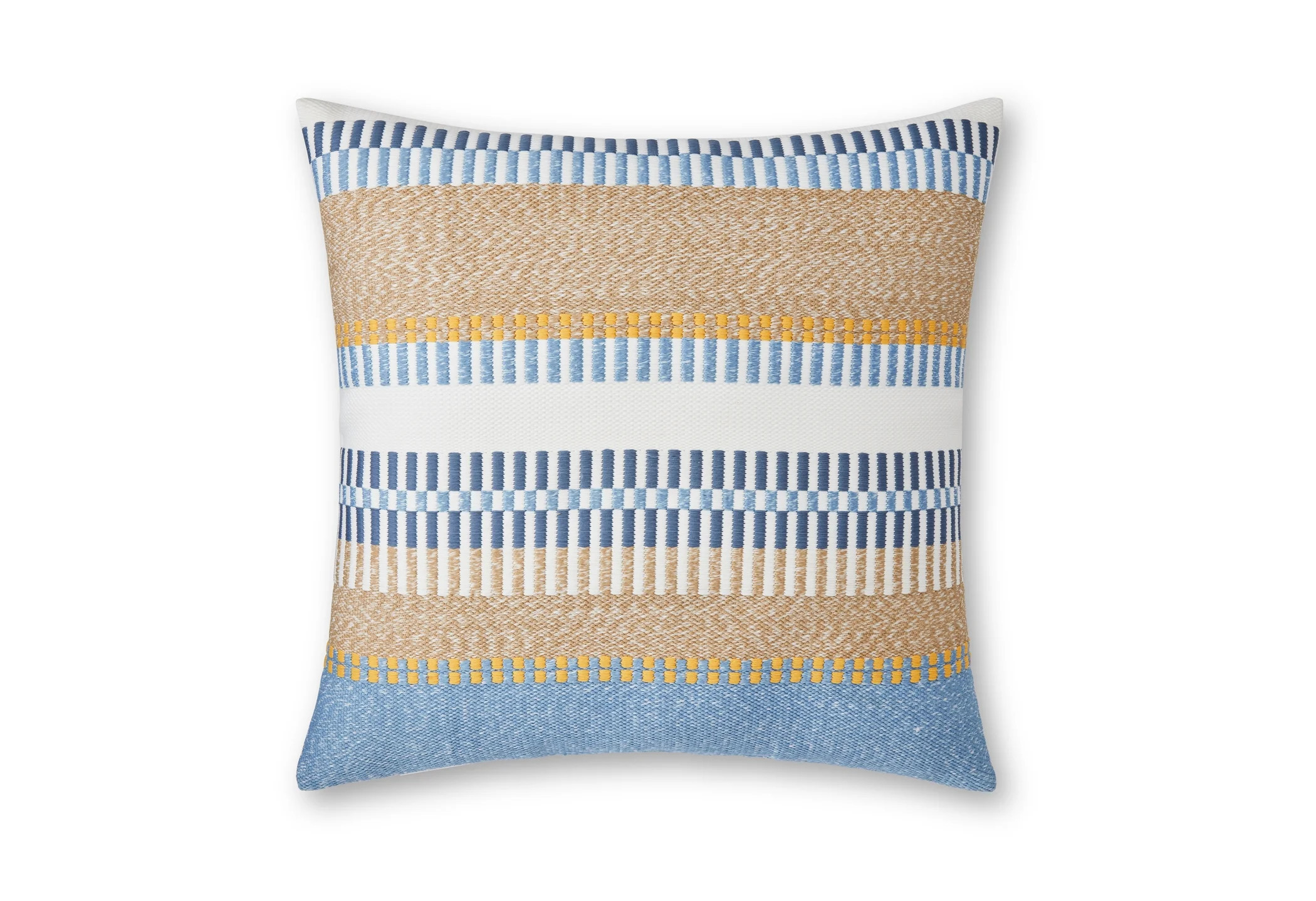 Better Homes & Gardens 18" x 18" Blue Multi-Stripe Outdoor Pillow | Walmart (US)