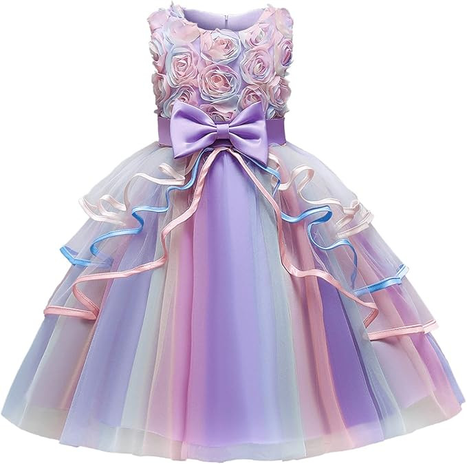 NNJXD Flower Girl Dress Kids Ruffles Lace Party Wedding Dresses | Amazon (US)