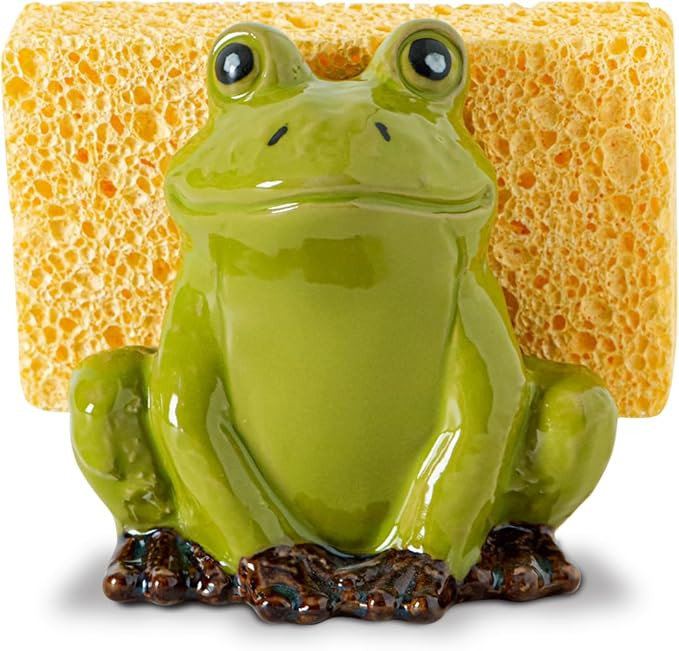 Frog Sponge Holder for Kitchen Sink Cute Kitchen Sponge Holder Ceramic Kitchen Sink Sponge Holder... | Amazon (US)