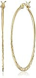 Amazon Essentials Gold Plated Sterling Silver Hammered Hoop Earrings, 1.45", (previously Amazon Collection) | Amazon (US)