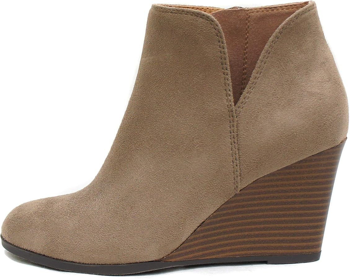 Soda Ability - Mid Ankle Bootie w/Split Shaft and Zipper Stacked Wedge Heel | Amazon (US)