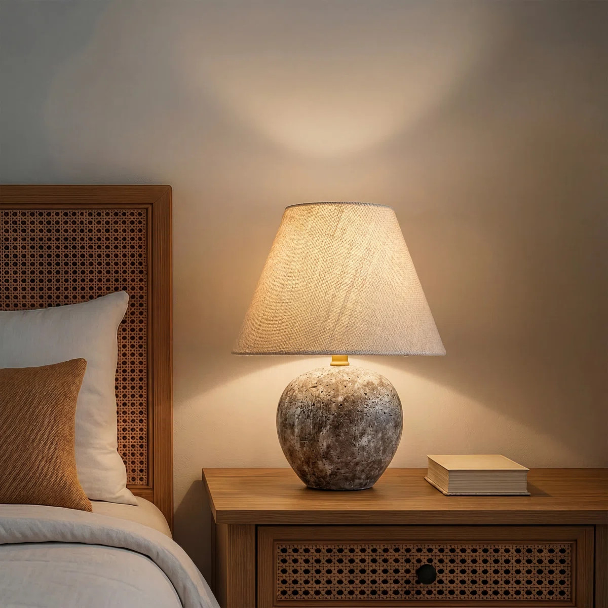 14.5"H Transitional Modern Table Lamp with Fabric Shade | Wayfair North America