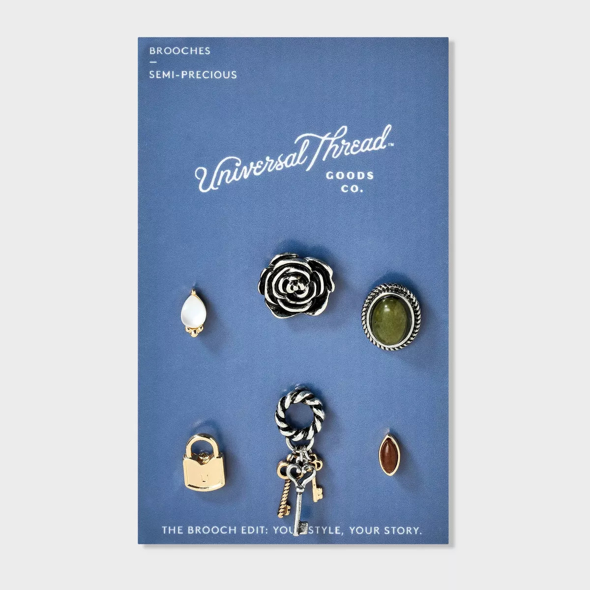 Mixed Semi-Precious Stone Pearl & Stud Brooch Pin Set 6pc - Universal Thread™ Multi | Target