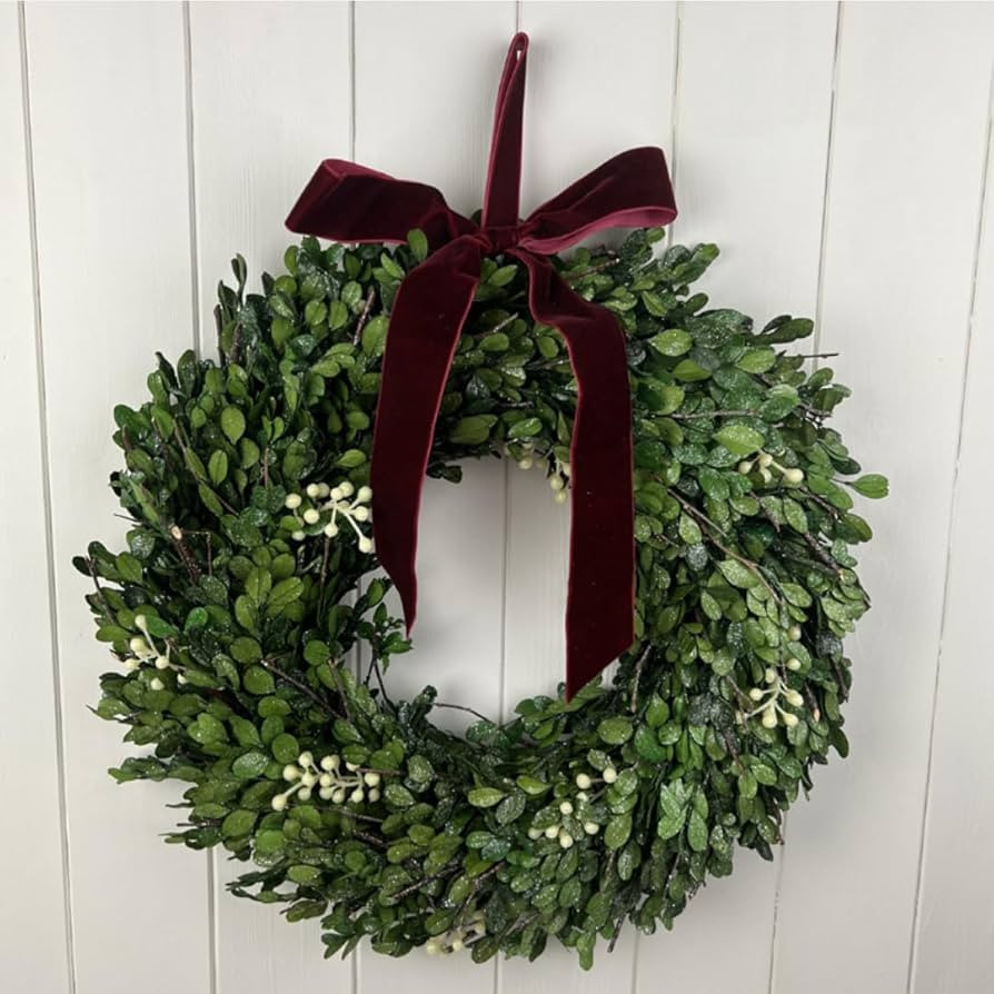 Faux Mistletoe Wreath with Bow, 43 cm Diameter, Christmas Decorations | Amazon (UK)