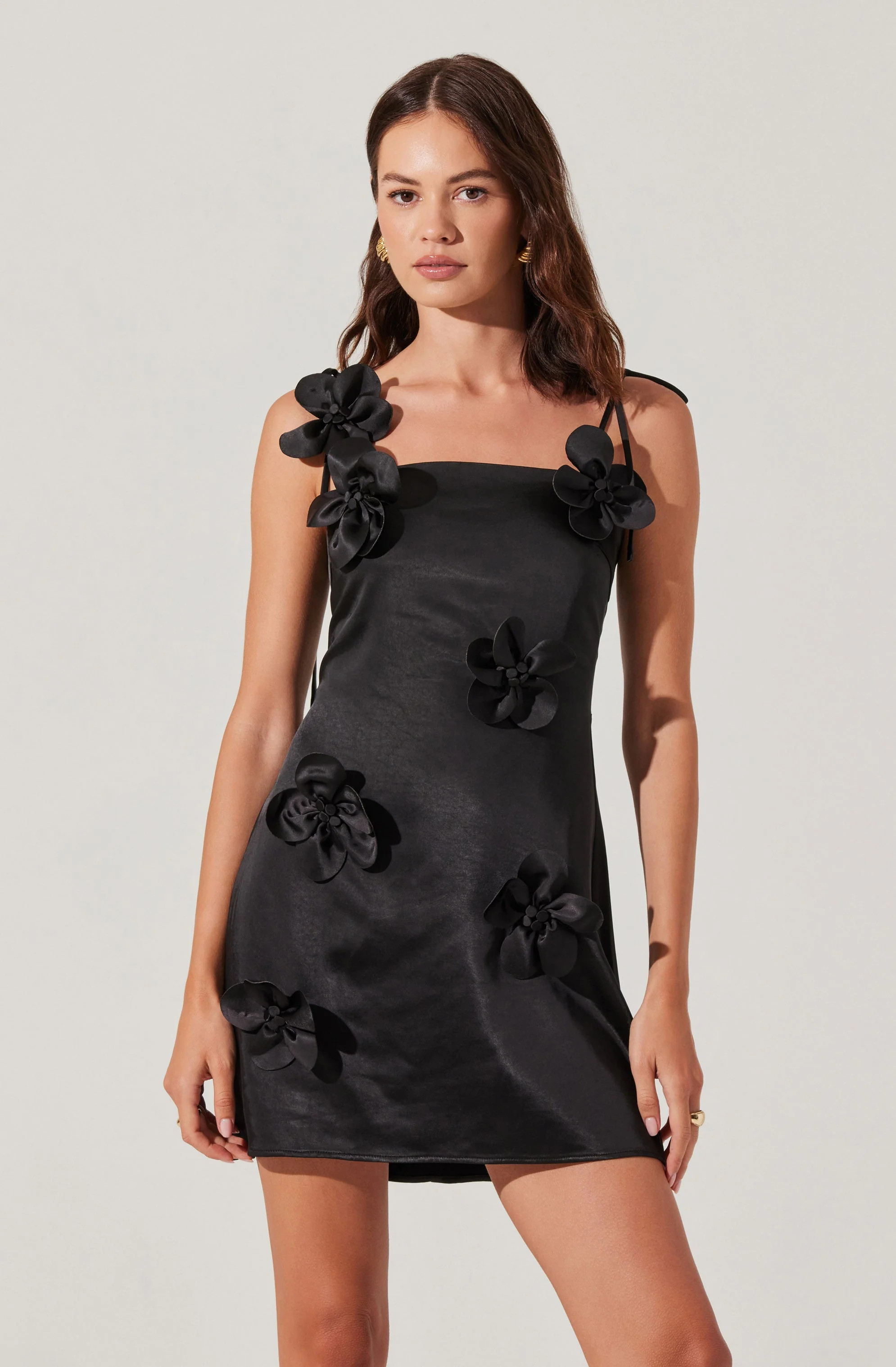 Cerelia 3D Floral Mini Dress - Black / XS | ASTR The Label (US)