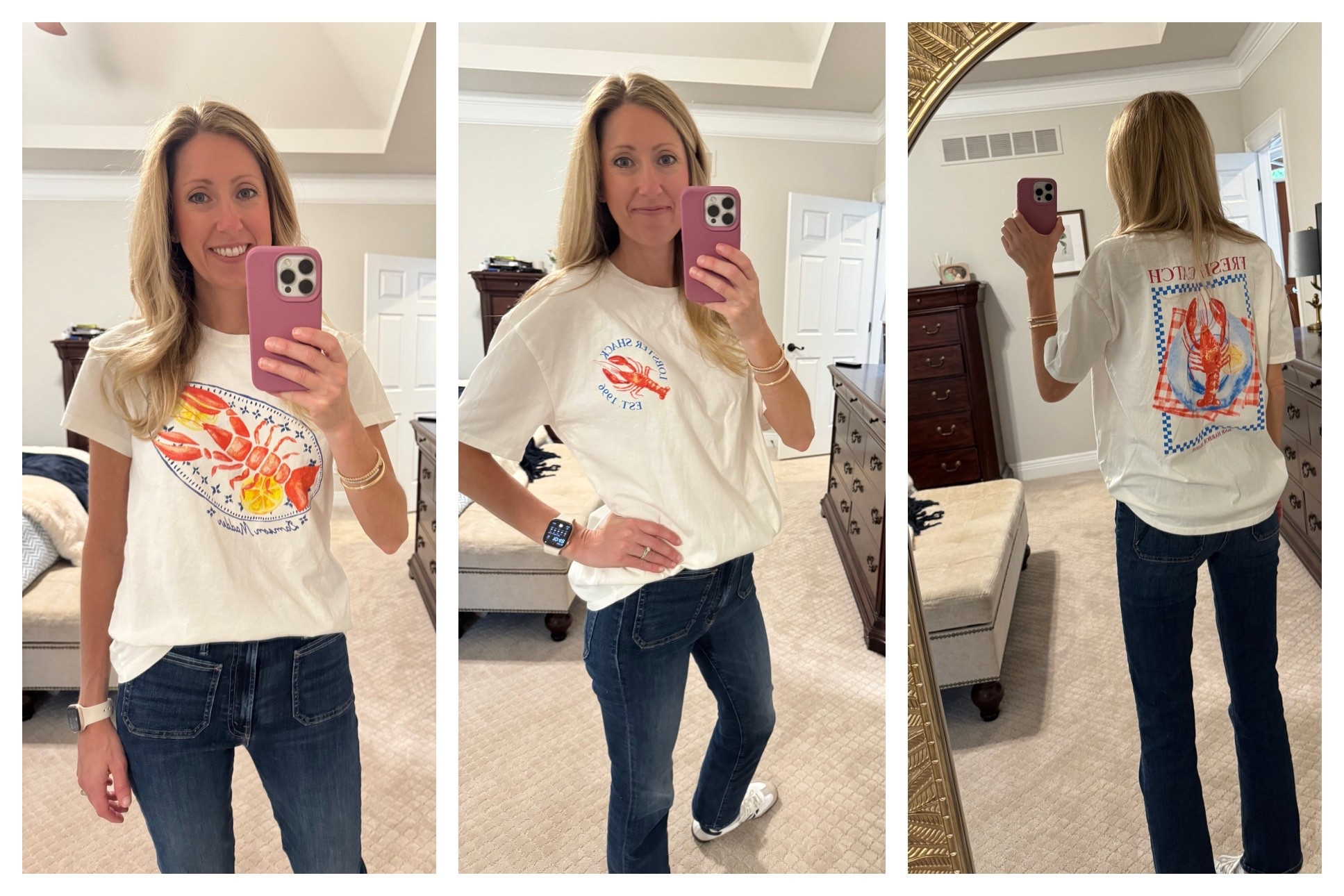 Lobster 🦞 T-Shirts! Perfect for summer! I’ve got a spend and a save option for you! Both are super cute and have a nice weight to them. The Target option runs large. I am wearing XXS for reference. 

#LTKSummerEdit #LTKSaleAlert #LTKFindsUnder50
