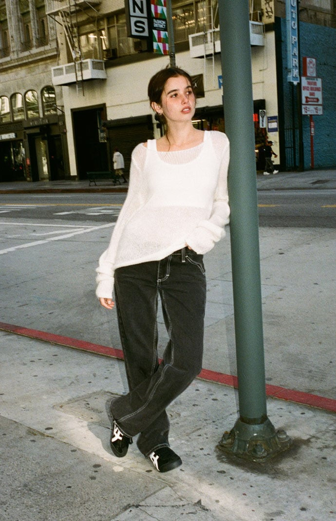 John Galt Women's White Sheer Knit Sweater | PacSun