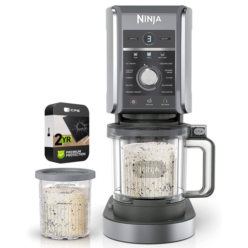 Ninja NC501 CREAMi Deluxe 11-in-1 XL Ice Cream Maker Silver (Renewed) Bundle with 2 YR CPS Enhanc... | Amazon (US)