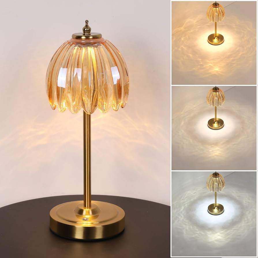 Shenmoyl Tulip Table Lamp with 5000mAh Battery & Touch Control, Cordless Table Lamp with 3 Colors... | Amazon (US)