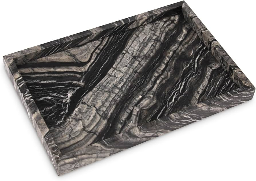 HESHIBI Marble Bathroom Vanity Tray, Natural Luxury Ancient Wood Grain Vanity Home Kitchen Table ... | Amazon (US)