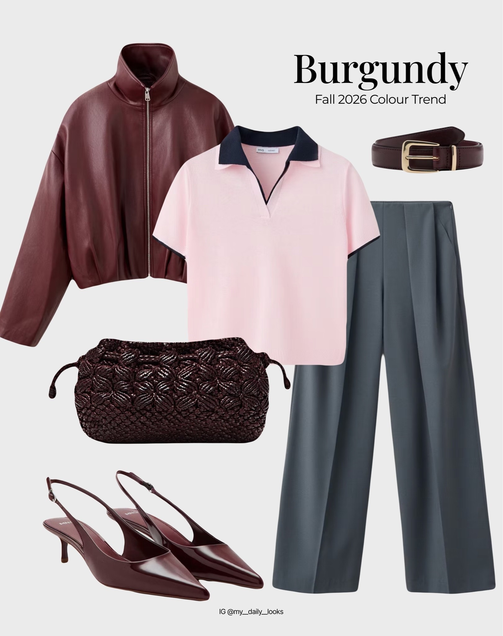 Grey + pink + burgundy outfit 🖤

Tags: summer outfits, burgundy, cherry red, pre-fall, casual look, office look, workwear, capsule wardrobe, high street, leather jacket.

#LTKautumn #LTKshoes #LTKbag