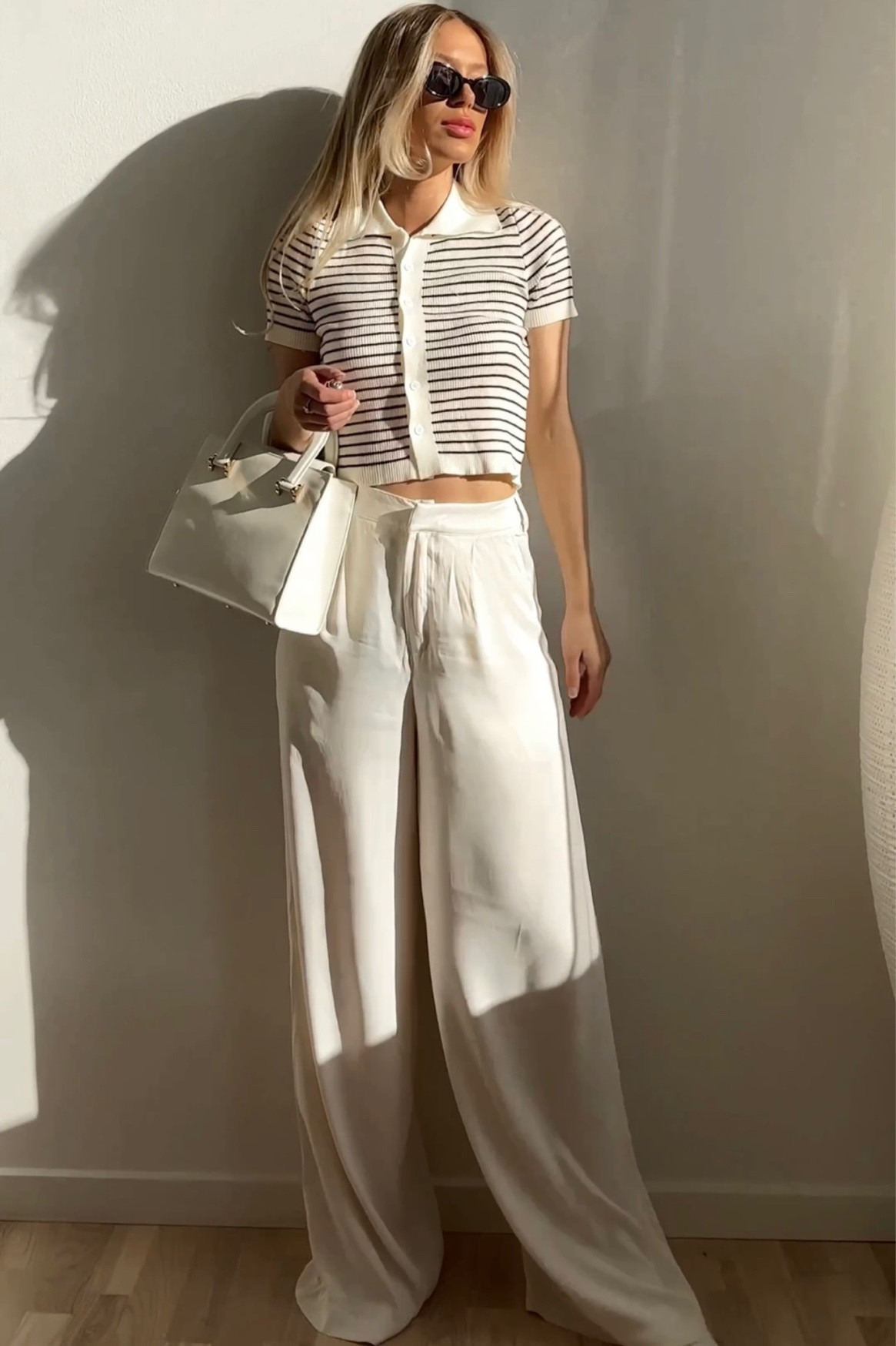 Old money outfit, classy summer style, fall outfit, autumn style, White pants, silk White pants, striped top, Parisian style, Parisian chic, elegant casual style, White bag, dune London sandals

#LTKSeasonal #LTKunder100 #LTKstyletip
