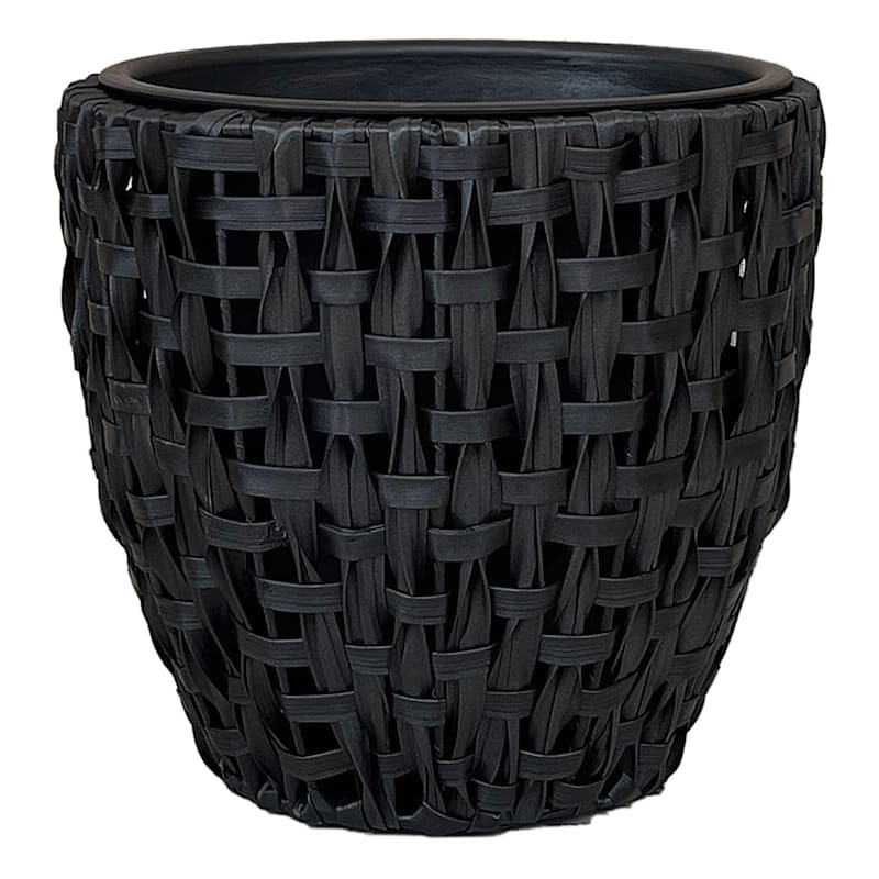 Found & Fable Black Woven Plicker Planter, Small | At Home