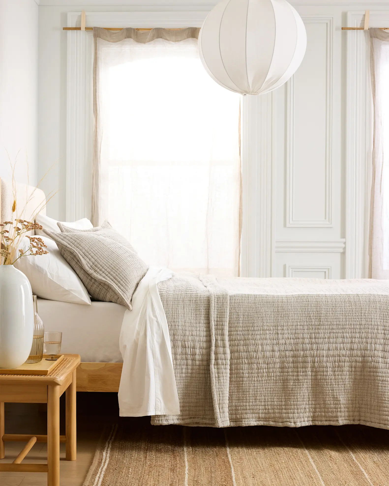 Organic Cotton Channel Quilt in Taupe | Quince