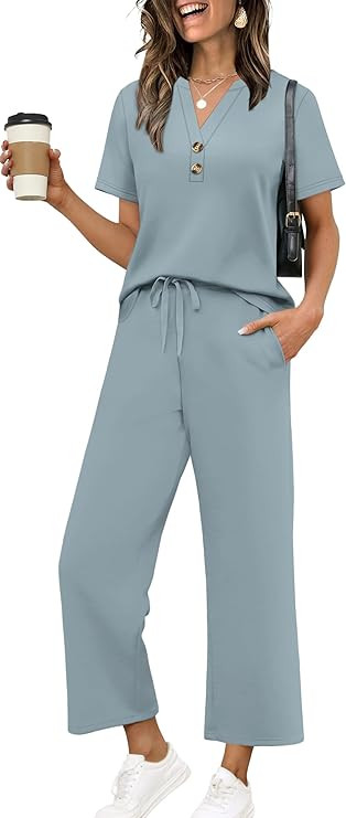 OFEEFAN 2 Piece Sets for Women Spring Fashion Beach Vacation Cruise Outfit Dressy Casual Wide Leg... | Amazon (US)