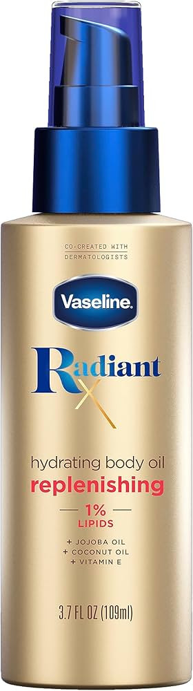 Vaseline Radiant X Replenishing and Hydrating Body Oil with 1% Lipids, Jojoba Oil, Coconut Oil, &... | Amazon (US)