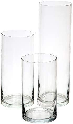 Glass Cylinder Vases Set of 3 Decorative Centerpieces for Home or Wedding by Royal Imports | Amazon (US)