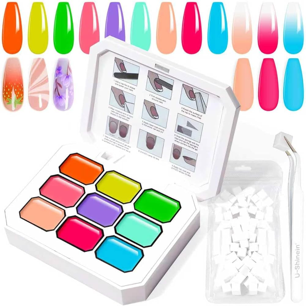 Gradient Painting Gel, 9 Neon Colors Ombre Gel Nail Polish Light Rainbow Hot Pink Blue Green for ... | Amazon (US)