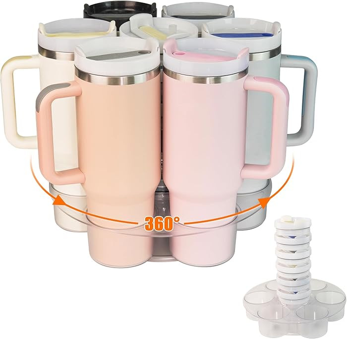 Water Bottle Organizer for Stanley 40oz, Rotating Cup Holder with Cup Lid Organizer for Stanley 4... | Amazon (US)