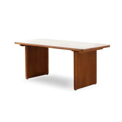 Solid Wood and Sintered Stone Dining Table in Light French Style with Log Cream Aesthetic | Wayfair North America
